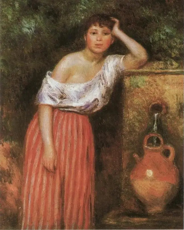 Fille à côté d'une fontaine - Pierre-Auguste Renoir image 1 copie de tableau peinte à la main