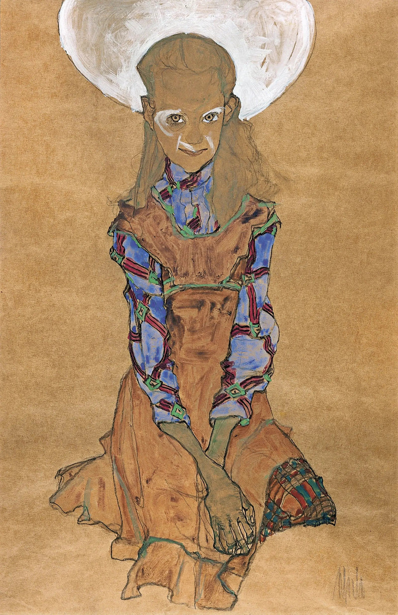 เด็กหญิงนั่ง (Poldi Lodzinsky) - Egon Schiele