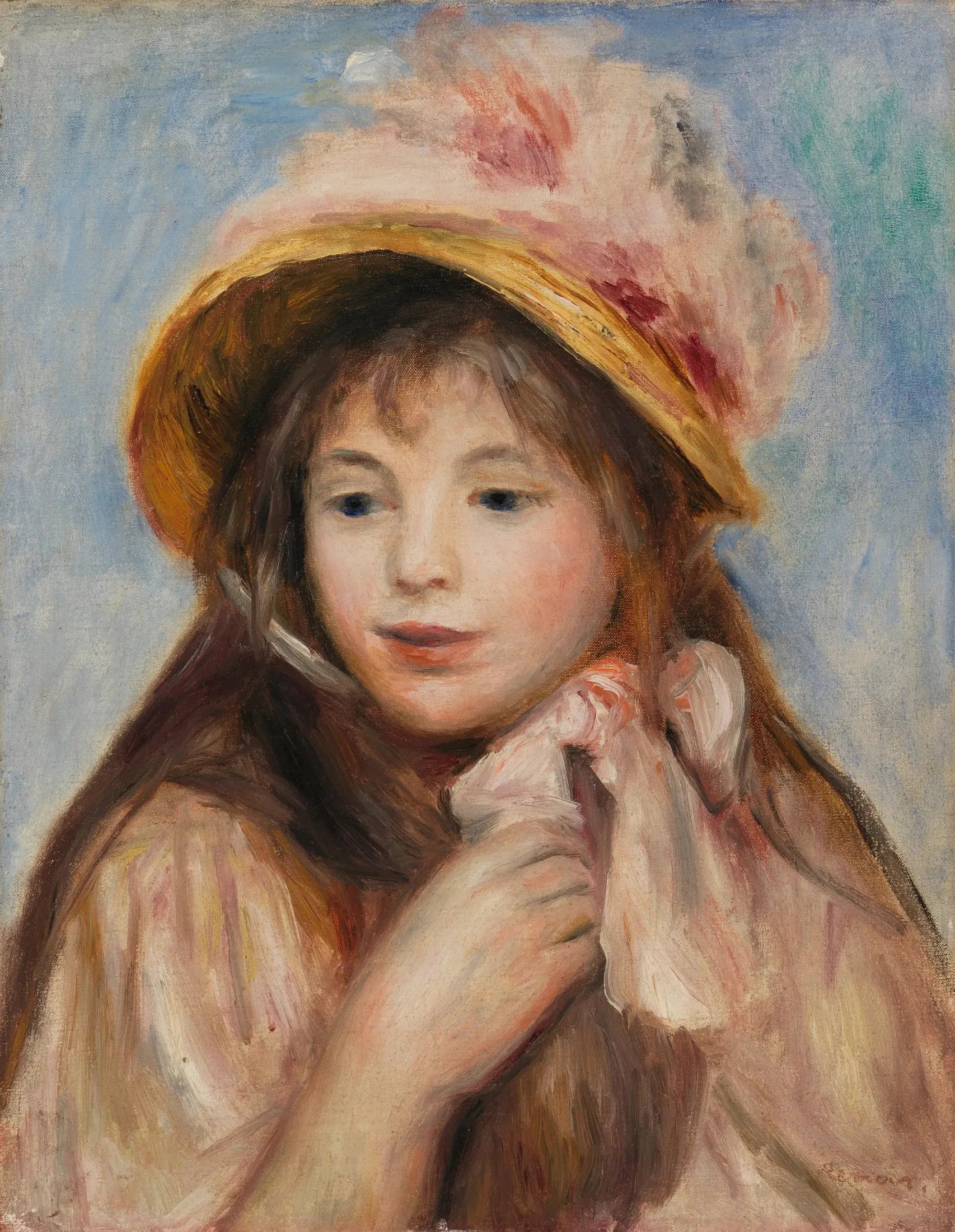 Fille au bonnet rose (Jeune fille au chapeau rose) - Pierre-Auguste Renoir image 1 reproduction réalisée par Alpha Reproduction