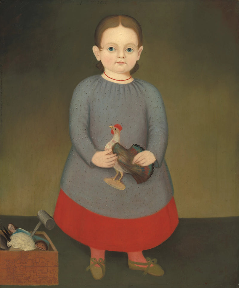 Fille avec coq jouet - American 19th Century