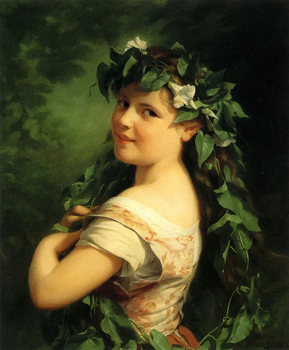 Fille avec une couronne. - Fritz Zuber-Buhler image 1 tableau peint à l’huile sur toile