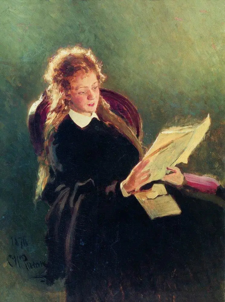 เด็กหญิงกำลังอ่านหนังสือ - Ilya Repin