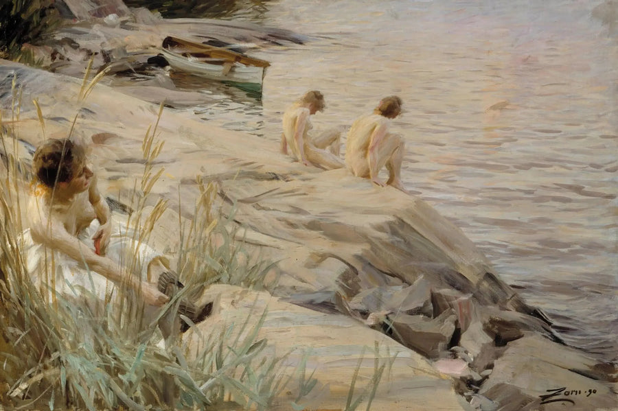 ผู้หญิงอาบน้ำกลางแจ้ง; ผู้หญิงอาบน้ำกลางแจ้ง; กลางแจ้ง - Anders Zorn