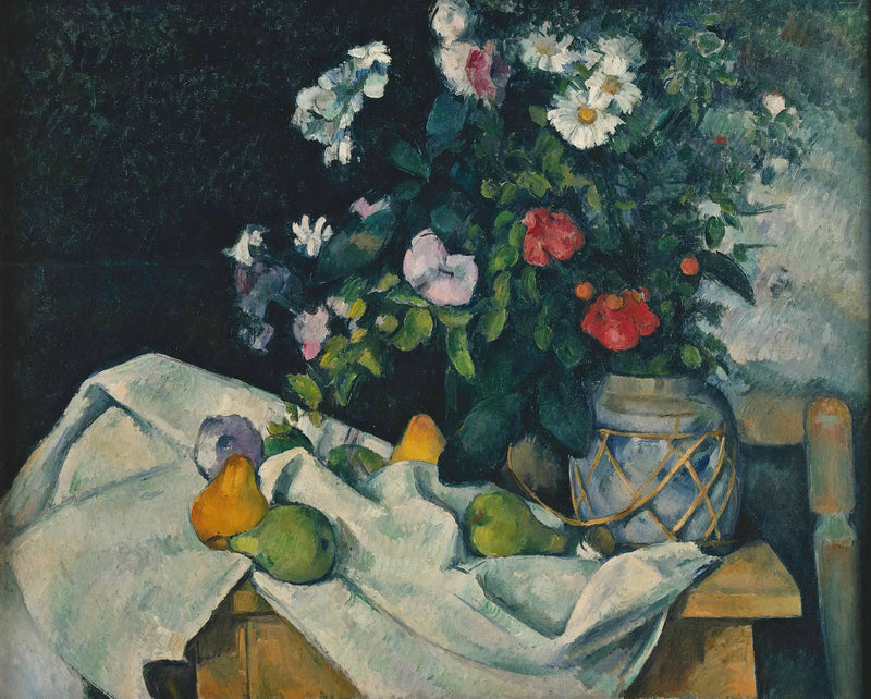 ดอกไม้ในหม้อขิงและผลไม้ - Paul Cézanne