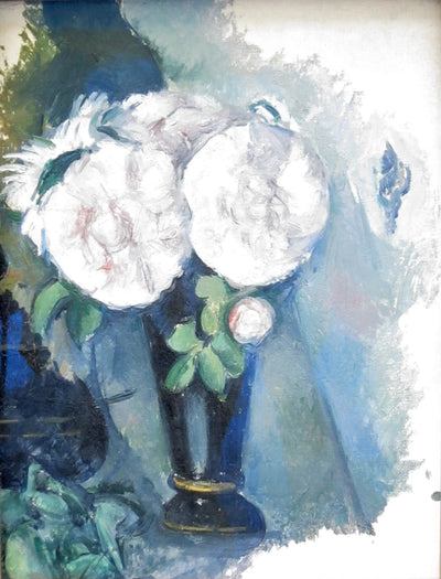 Reproduction du tableau « Fleurs dans un vase bleu - Paul Cézanne » par Alpha Reproduction en peinture à l’huile