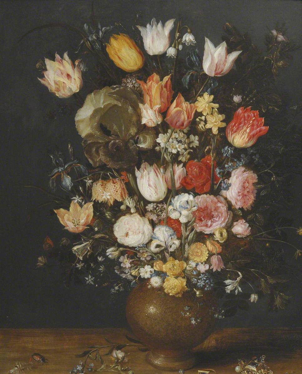 Fleurs dans un vase en grès - Jan Brueghel l'Ancien image 1 tableau peint à l’huile sur toile