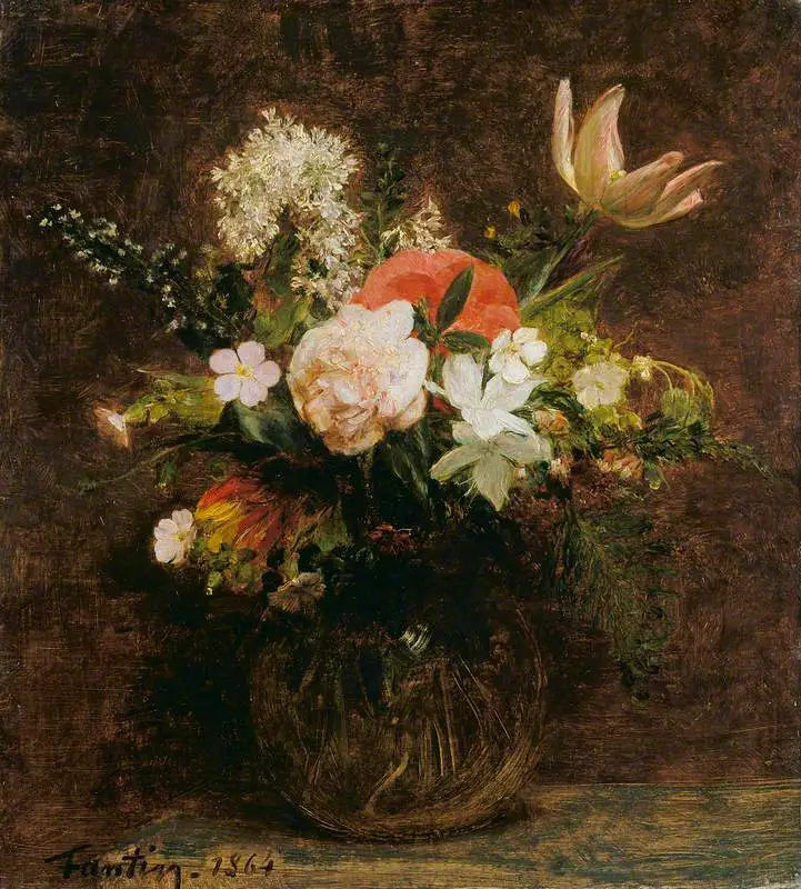 Fleurs : Tulipes, Azalées et Roses - Henri Fantin-Latour image 1 tableau peint à l’huile sur toile