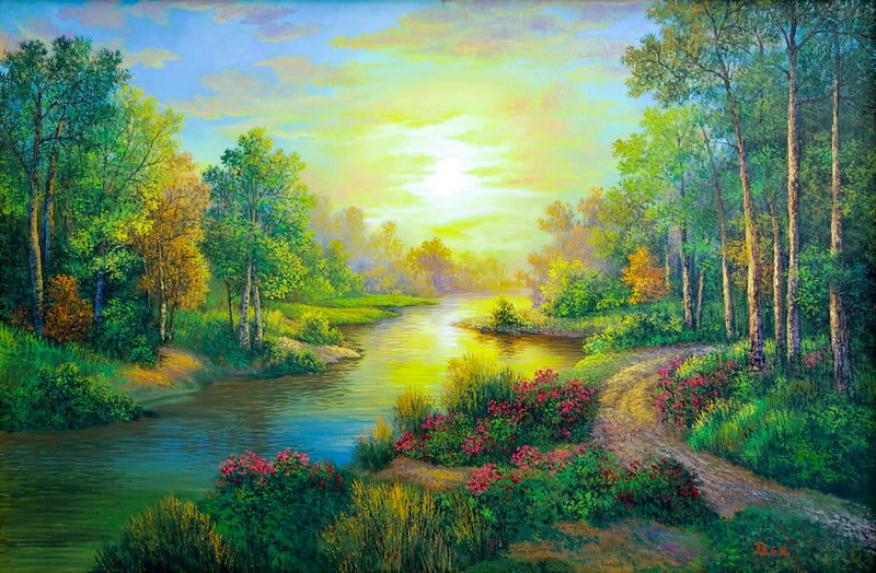 ป่าไม้และแม่น้ำ  | 90 x 60 ซม.