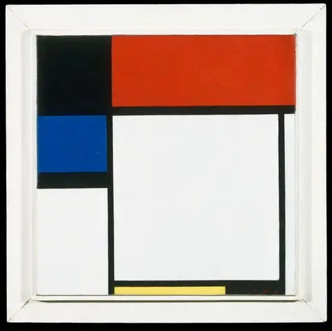 Fox Trot B, avec noir, rouge, bleu et jaune - Piet Mondrian image 1 copie de tableau peinte à la main