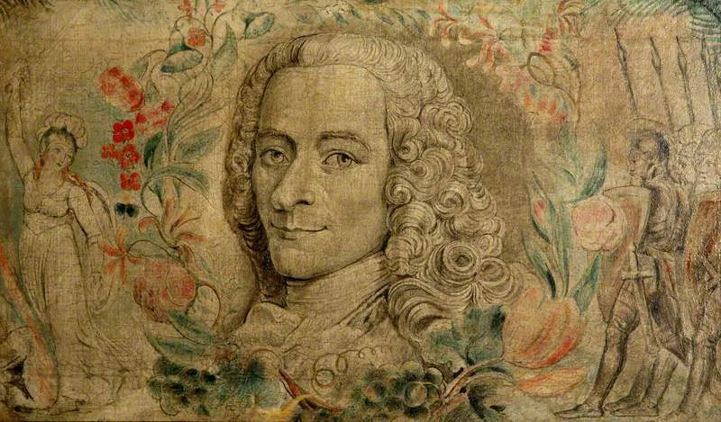 François Marie Arouet de Voltaire (1694-1778) - William Blake image 1 copie peinte à la main à l’huile
