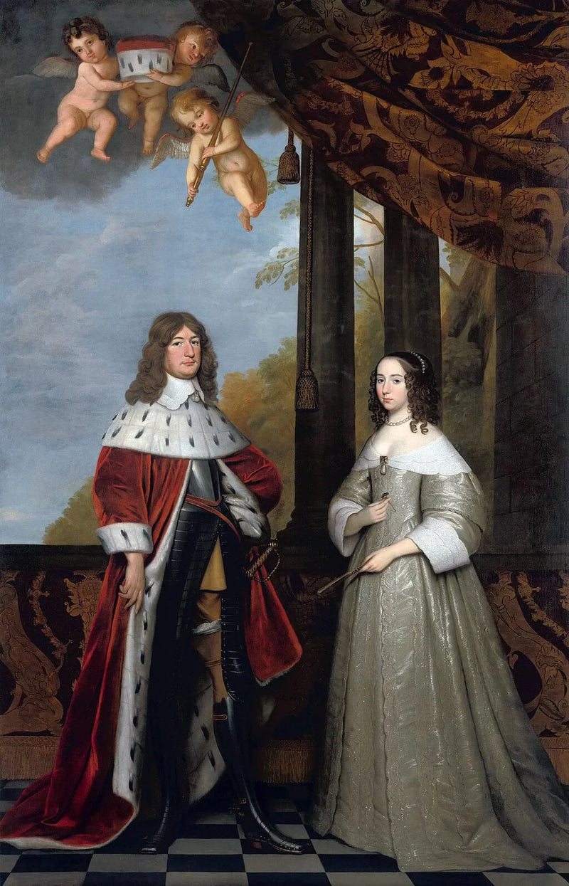 เฟรเดอริก-กุยโยม (1620-1688) ผู้เลือกตั้งแห่งบรันเดนบูร์ก และภรรยาของเขา ลูอิส-เฮนรีเอตต์ (1627-1667) เคานต์แม่ของออเรนจ์-นาสซาว์ - เกอริท ฟาน ฮอนทอร์สต์