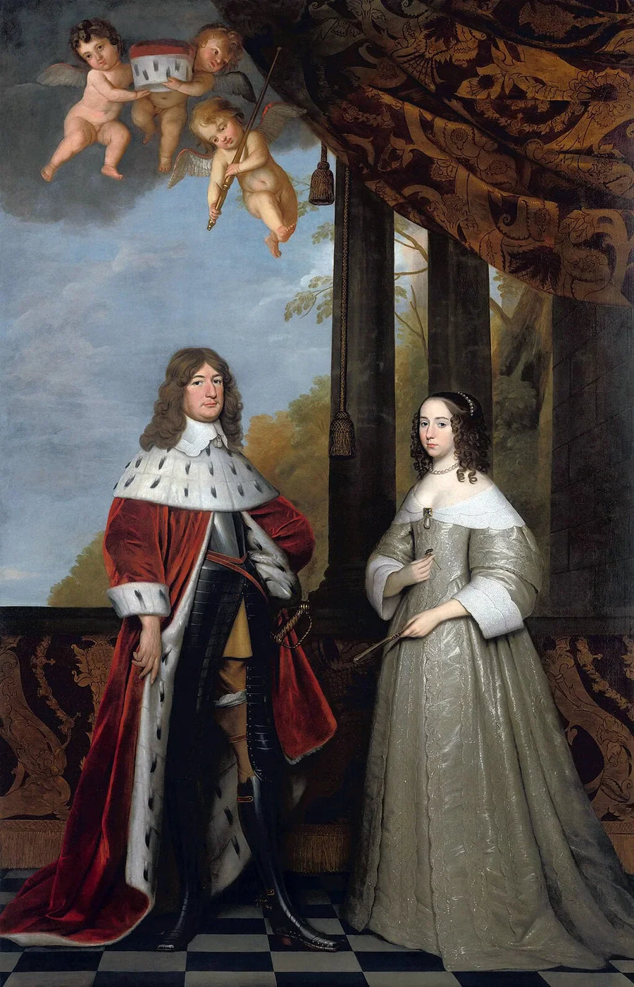 เฟรเดอริก-กุยโยม (1620-1688) ผู้เลือกตั้งแห่งบรันเดนบูร์ก และภรรยาของเขา ลูอิส-เฮนรีเอตต์ (1627-1667) เคานต์แม่ของออเรนจ์-นาสซาว์ - เกอริท ฟาน ฮอนทอร์สต์