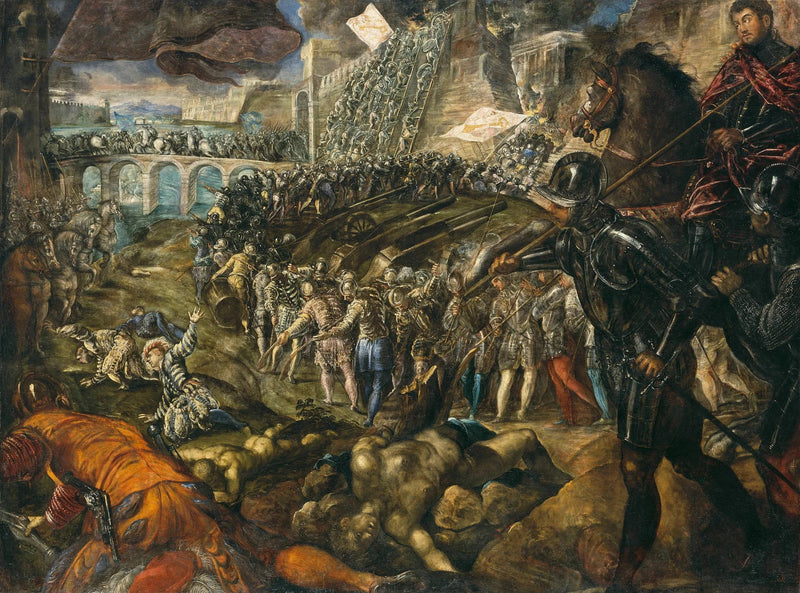 เฟรเดอริกที่ 2 ยึดปาร์มาในปี ค.ศ. 1521. ภาพวาดของ Tintoret, 1578/79, สำหรับลูกชายของเขา กิลเลอม์ - จาโคโป Tintoretto
