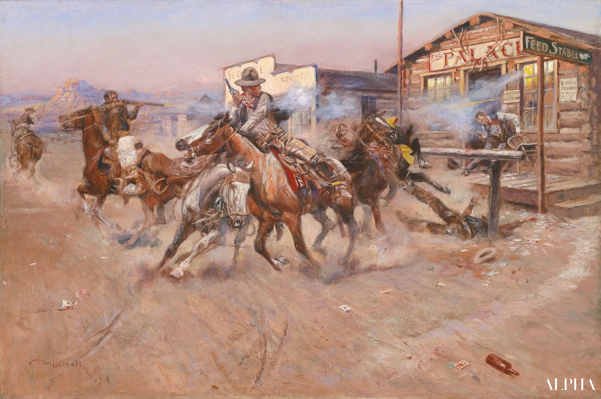 Smoke from a .45 - Charles Marion Russell - High-end reproductions of paintings and artworks