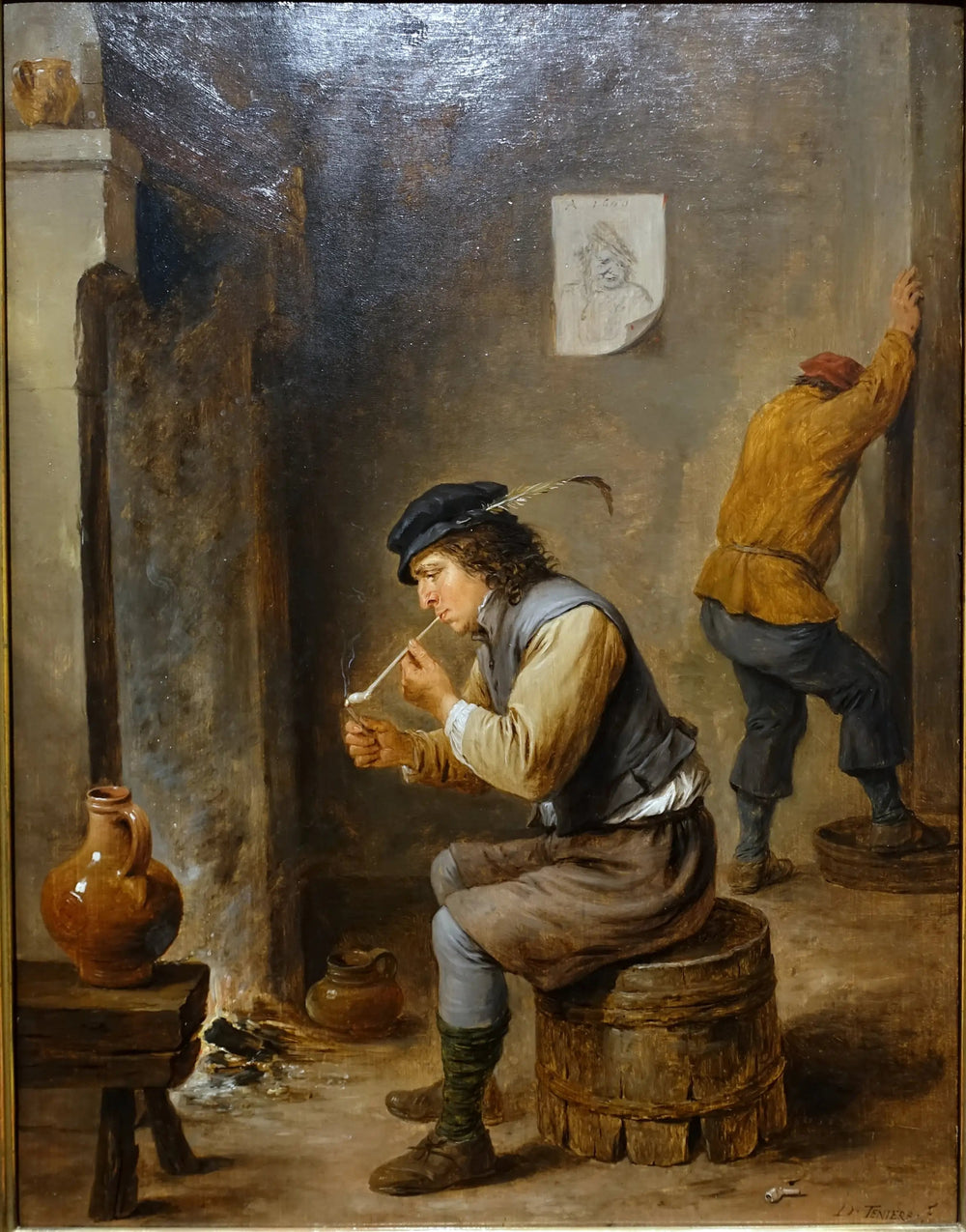Fumeur près d'un foyer - David Teniers le Jeune image 1 tableau peint à l’huile sur toile
