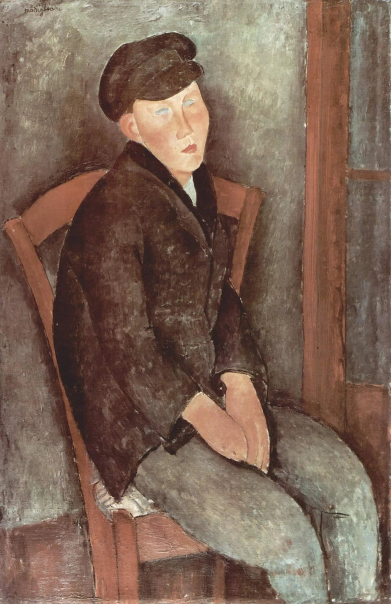 เด็กชายที่นั่งอยู่กับหมวก - Amedeo Modigliani