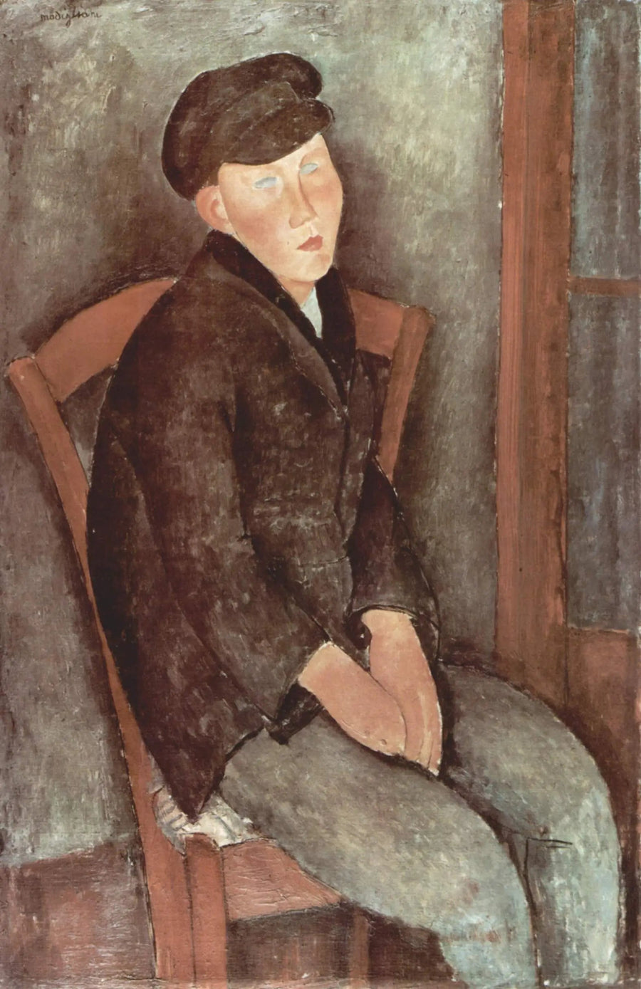เด็กชายที่นั่งอยู่กับหมวก - Amedeo Modigliani