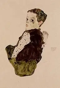 เด็กชายที่นั่ง (Sitzender Knabe) - Egon Schiele