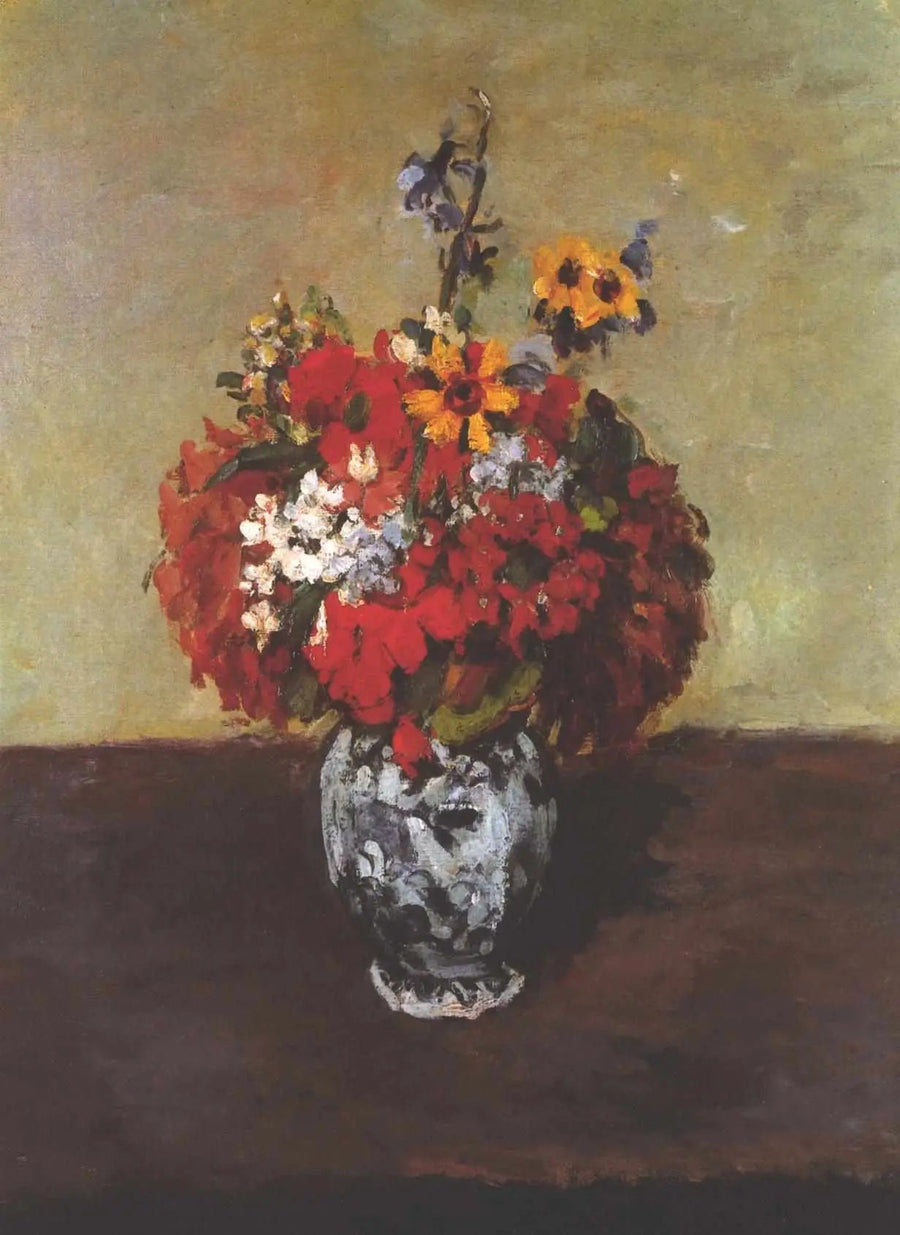 ดอกเจอราเนียมและดอกดอกไม้เท้าในแจกันเล็ก ๆ ของเดลฟท์ - Paul Cézanne