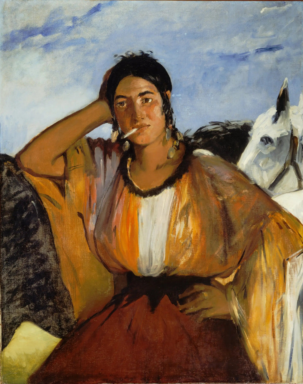 Reproduction du tableau « Gitane avec une cigarette - Édouard Manet » par Alpha Reproduction en peinture à l’huile