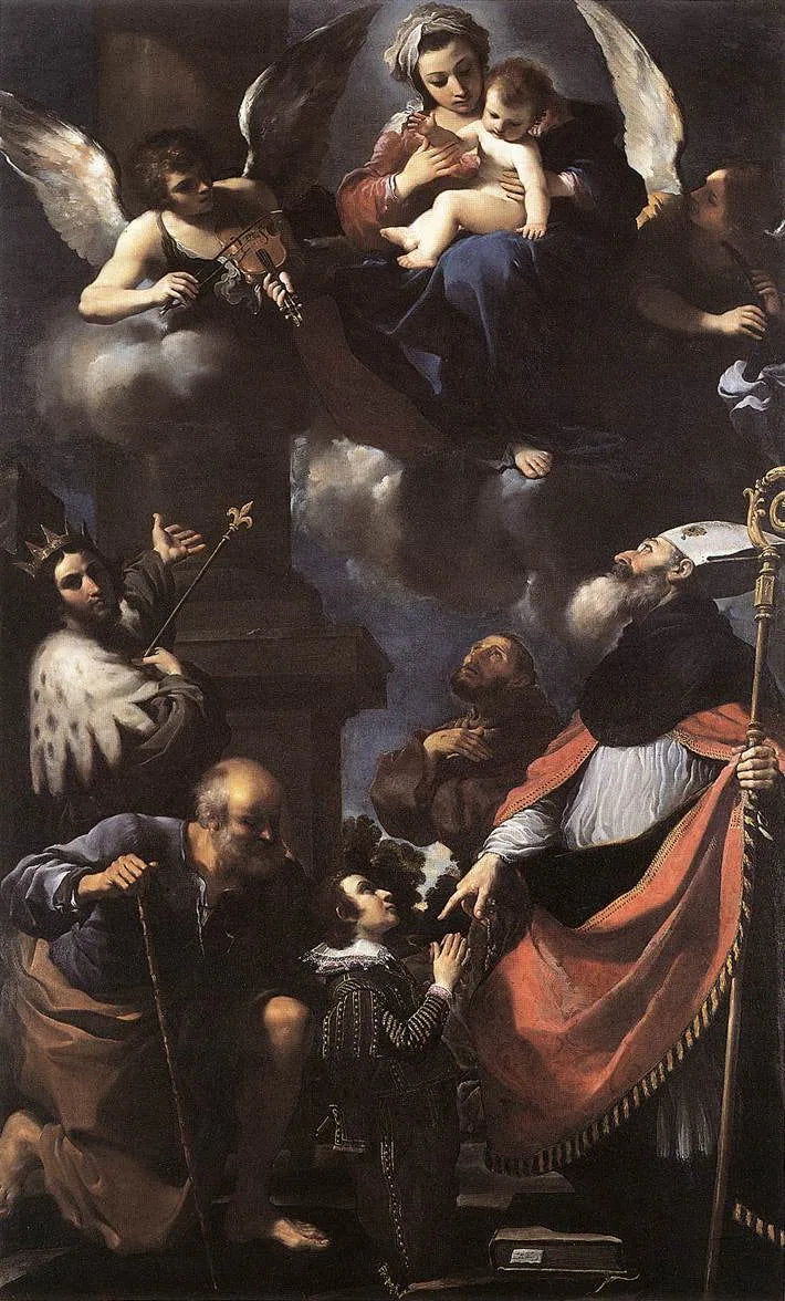 จูเซปเป กาเทนา ริเก็ตติ[?] นำเสนอพระแม่มารีโดยสี่นักบุญ - Guercino