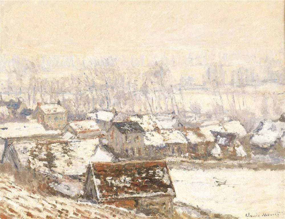 หมู่บ้าน Giverny ใต้หิมะ W1055 - Claude Monet