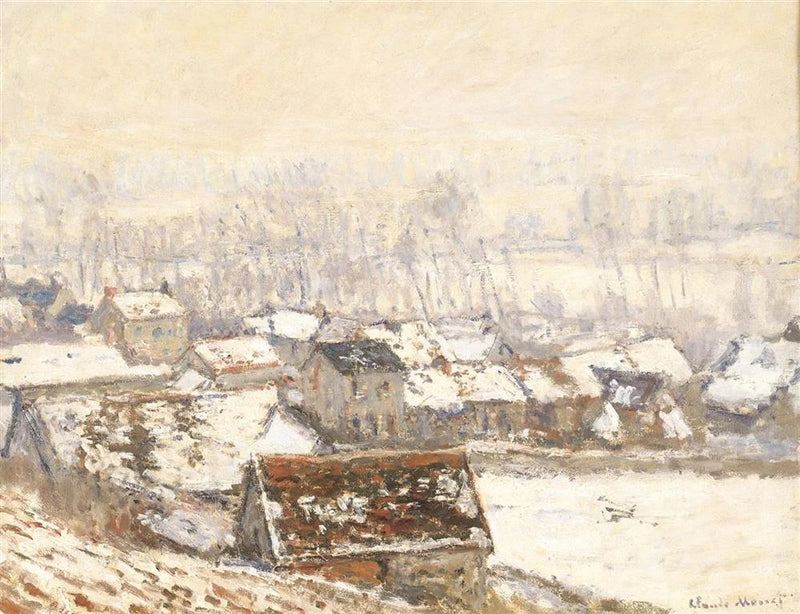 หมู่บ้าน Giverny ใต้หิมะ W1055 - Claude Monet