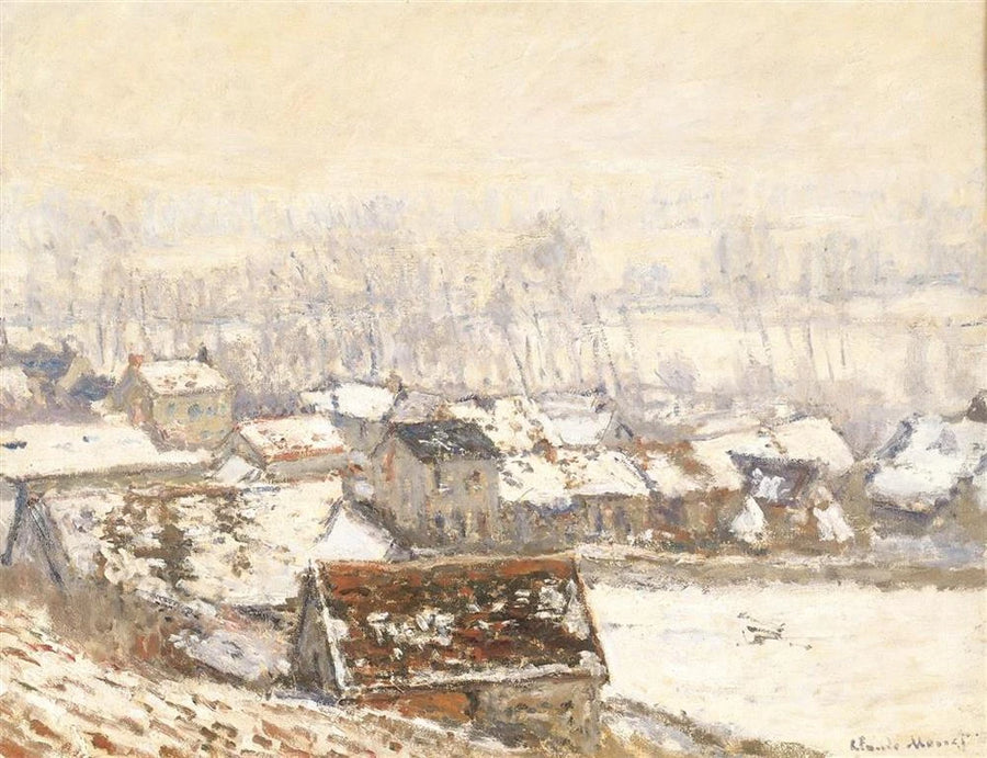 หมู่บ้าน Giverny ใต้หิมะ W1055 - Claude Monet
