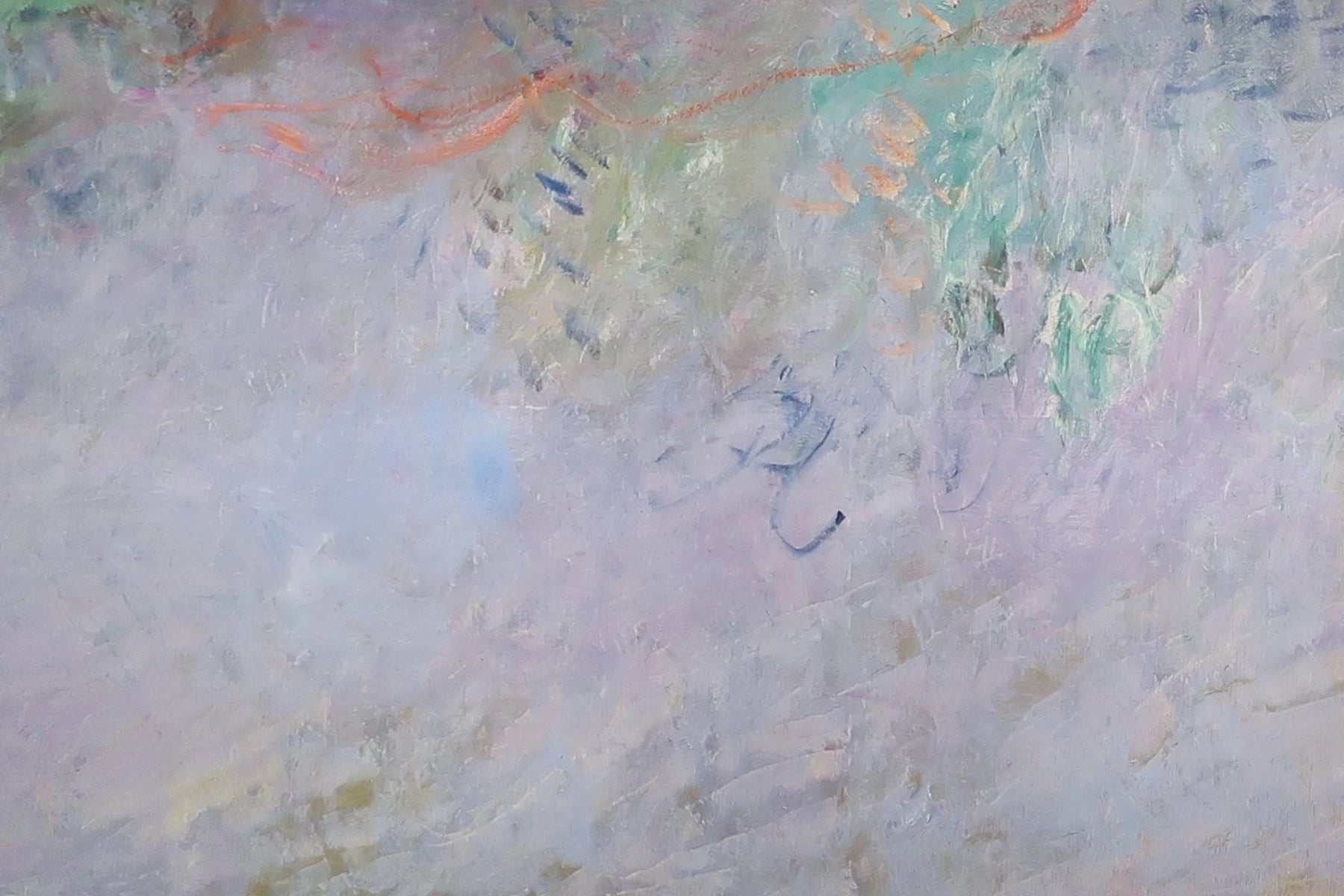Détail du voile mauve et des grappes de fleurs dans Glycines W1903 de Claude Monet