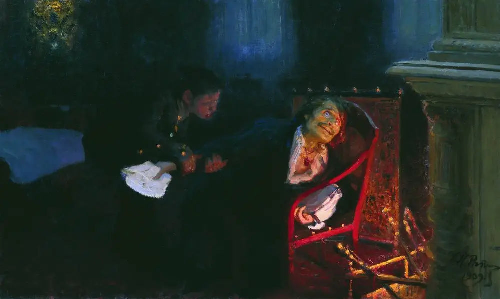 Gogol brûle le manuscrit de la deuxième partie des « Âmes mortes ». - Ilya Repin image 1 tableau peint à l’huile sur toile