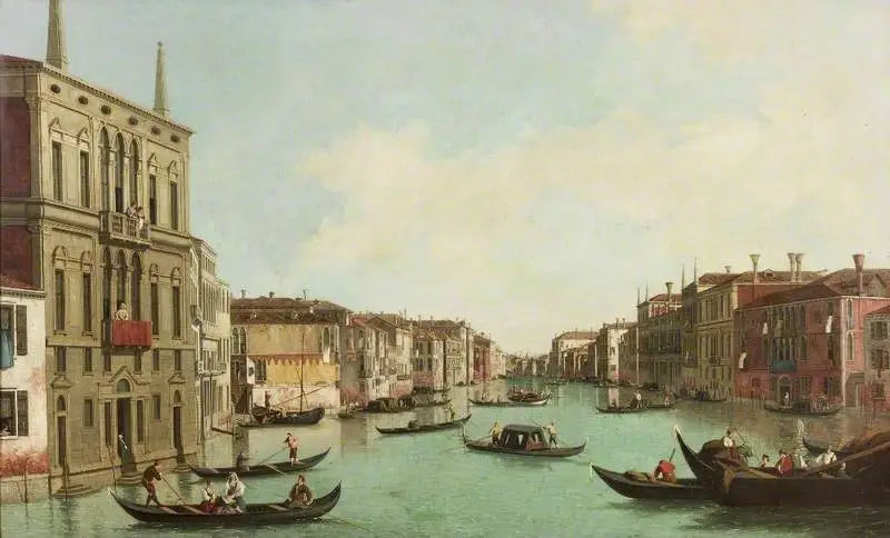คลองใหญ่ เวนิส มุมมองไปทางตะวันออกเฉียงเหนือ จาก Palazzo Balbi ถึงสะพาน Rialto - Canaletto