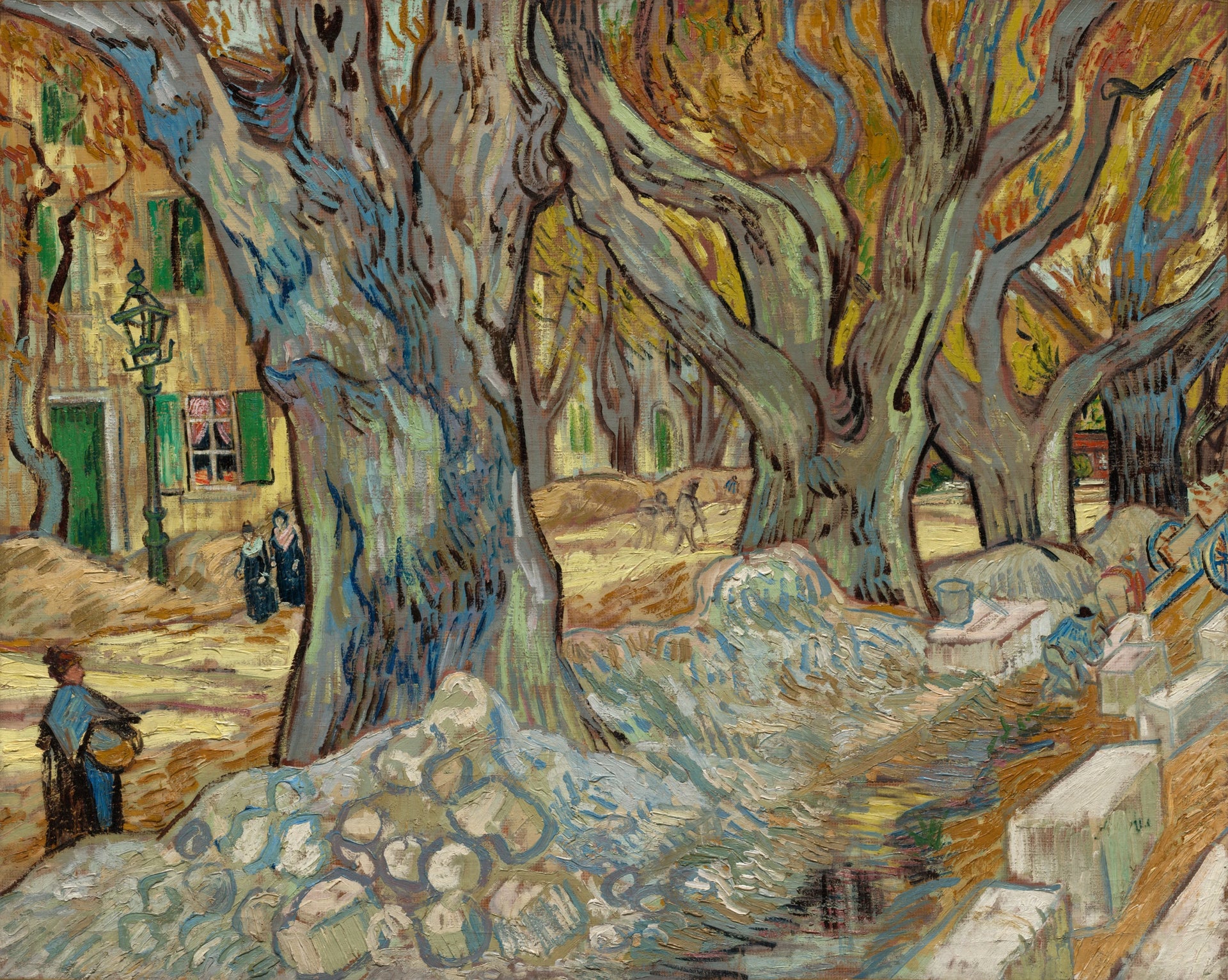 Les Grands Platanes, cantonniers à Saint-Rémy, de Vincent van Gogh, F657 JH1860, Cleveland Museum of Art