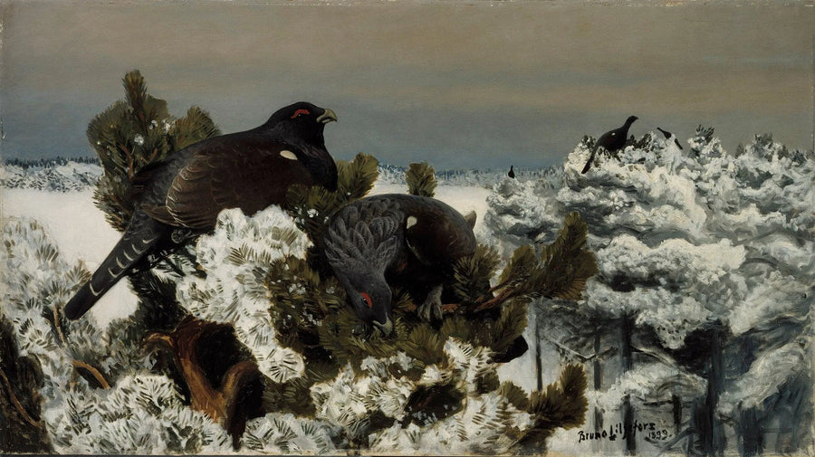 Grands tétras dans un paysage hivernal - Bruno Liljefors