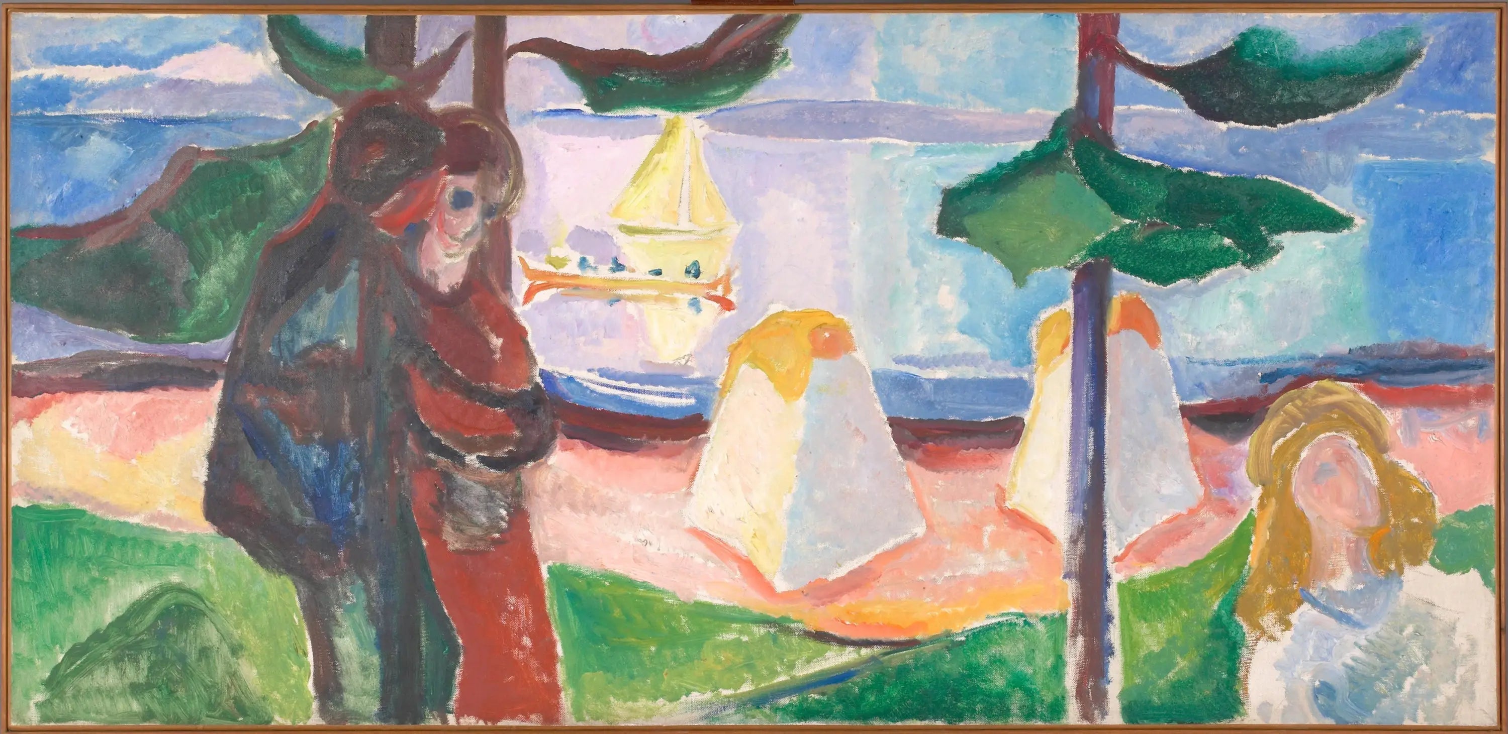 Groupes de gens sur la plage - Edvard Munch image 1 reproduction de peinture à l’huile