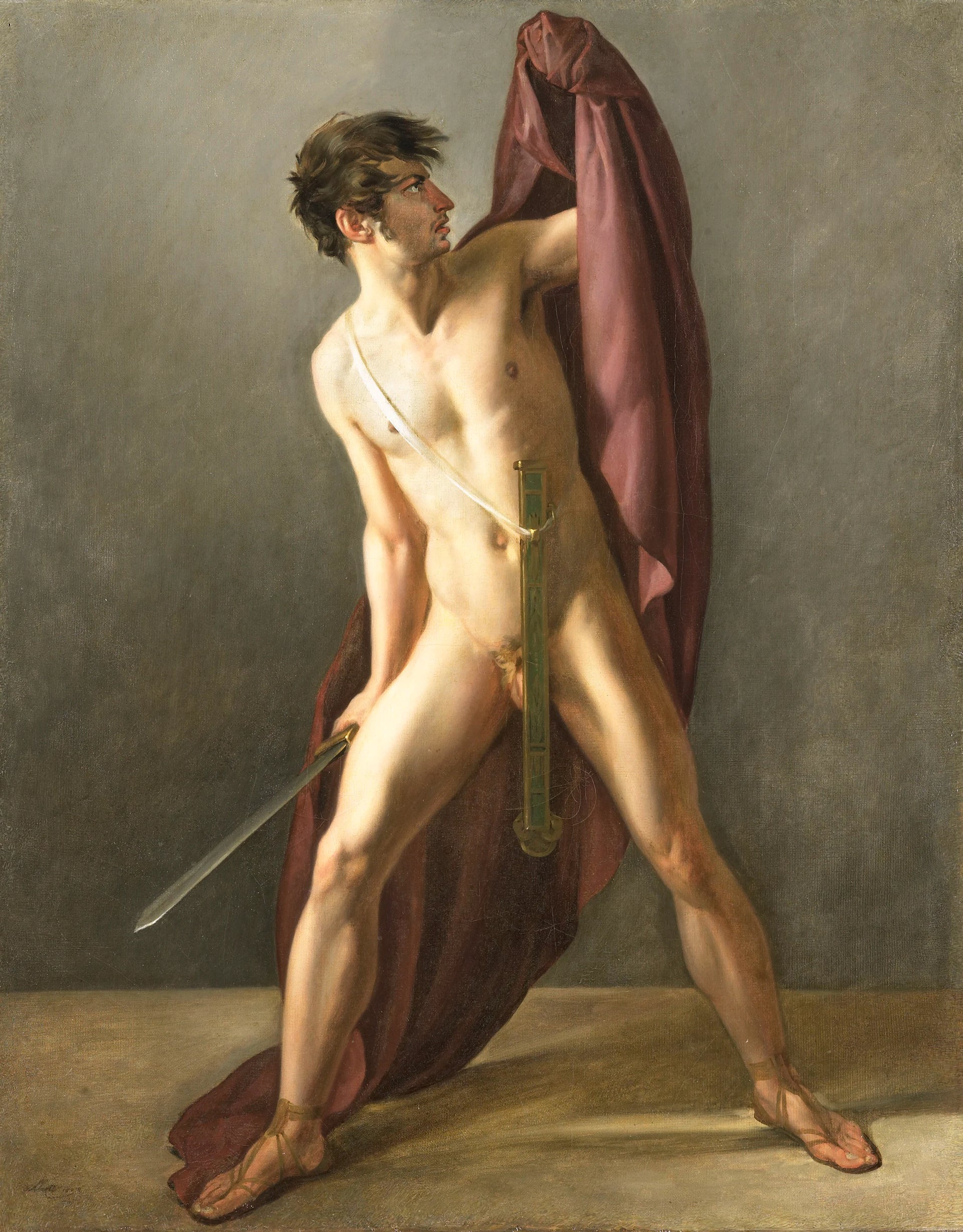Guerrier avec l’épée dégainée. - Jean-Eugène-Charles Alberti