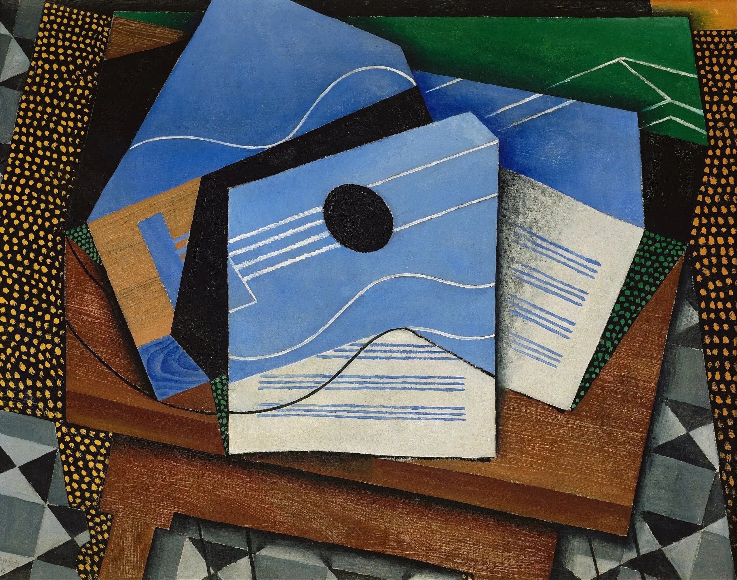 Guitare sur une table - Juan Gris image 1 copie peinte à la main à l’huile