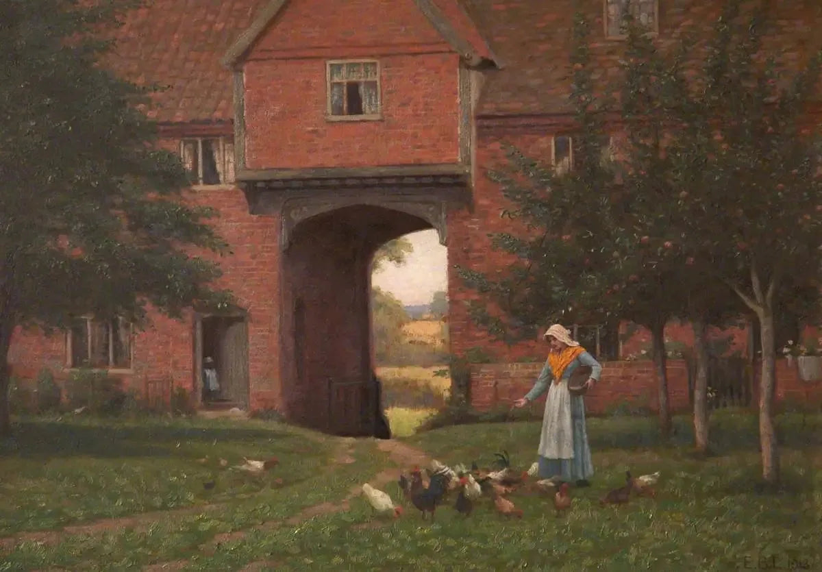 Hales Old Hall, Hales Green, près de Norwich, Norfolk - Edmund Blair Leighton image 1 reproduction d’œuvre d’art à l’huile