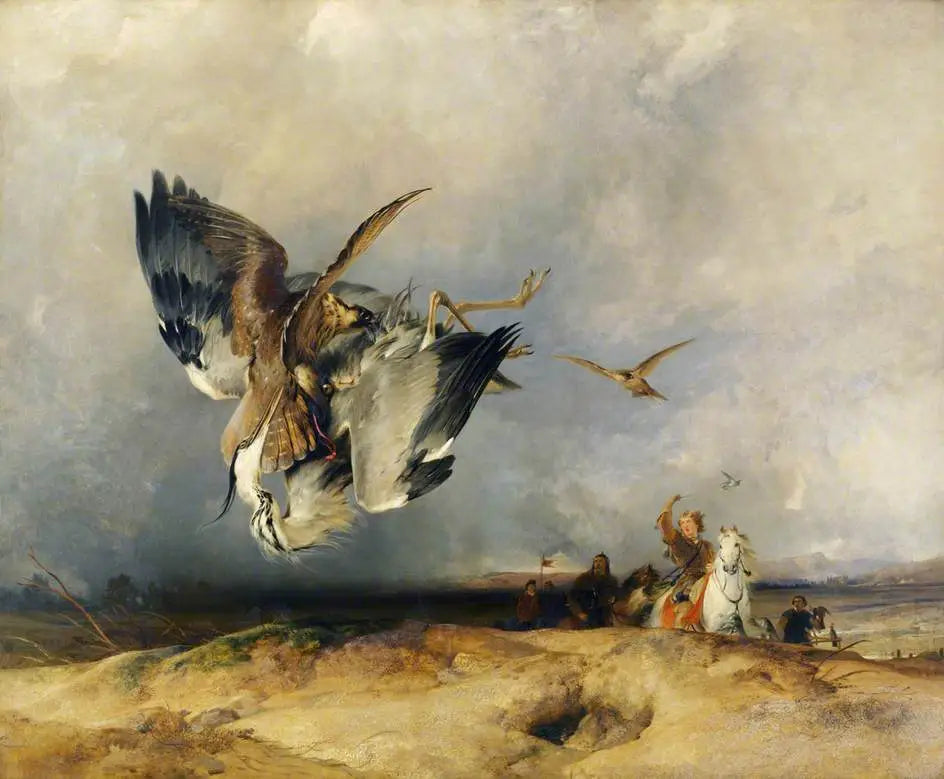 Hawking dans les temps anciens - Edwin Henry Landseer image 1 copie de tableau peinte à la main