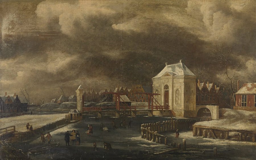 Le Heiligewegspoort à Amsterdam en hiver - Jan van Kessel