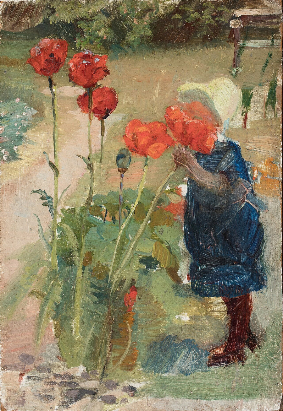 Helga dans les coquelicots - Michael Peter Ancher image 1 reproduction d’œuvre d’art à l’huile