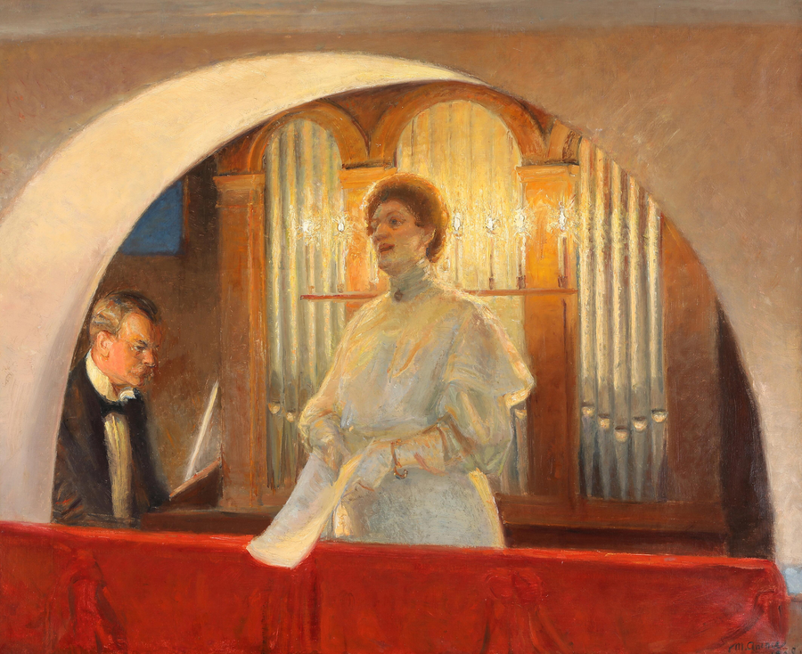 Henny Brodersen dans l'église de Skagen. - Michael Peter Ancher
