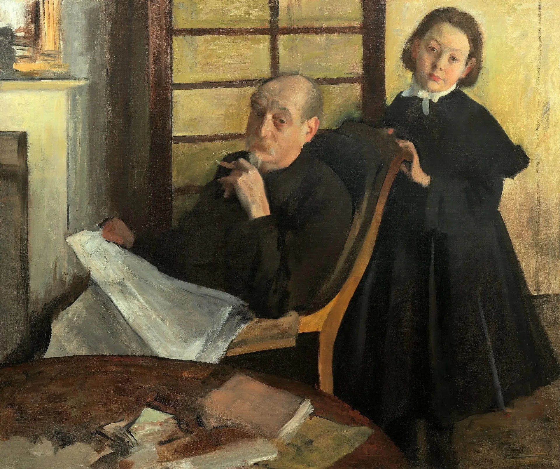 Henri Degas et sa nièce Lucie Degas (l'oncle et la cousine de l'artiste) - Edgar Degas image 1 reproduction artisanale de tableau