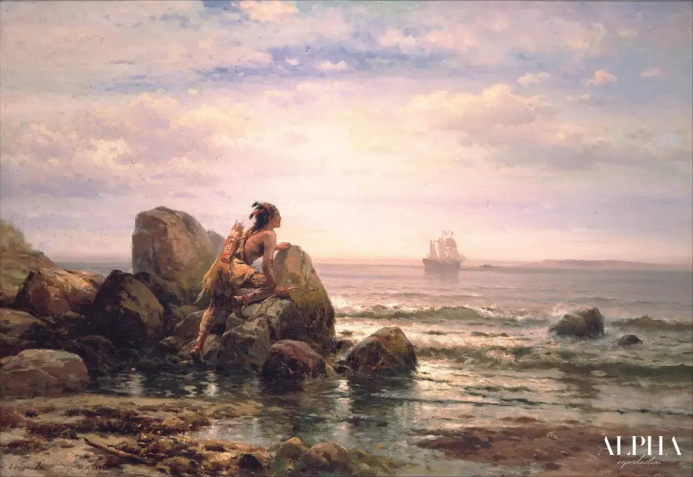 Henrik Hudson entrant dans le port de New York, le 11 septembre 1609 - Edward Moran - Reproductions de tableaux et peintures haut de gamme