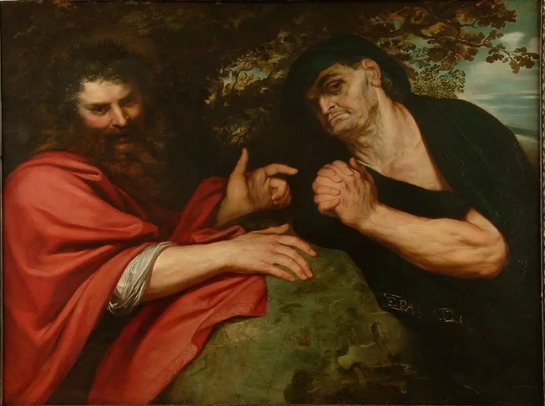 Héraclite et Démocrite - Peter Paul Rubens image 1 copie de tableau peinte à la main