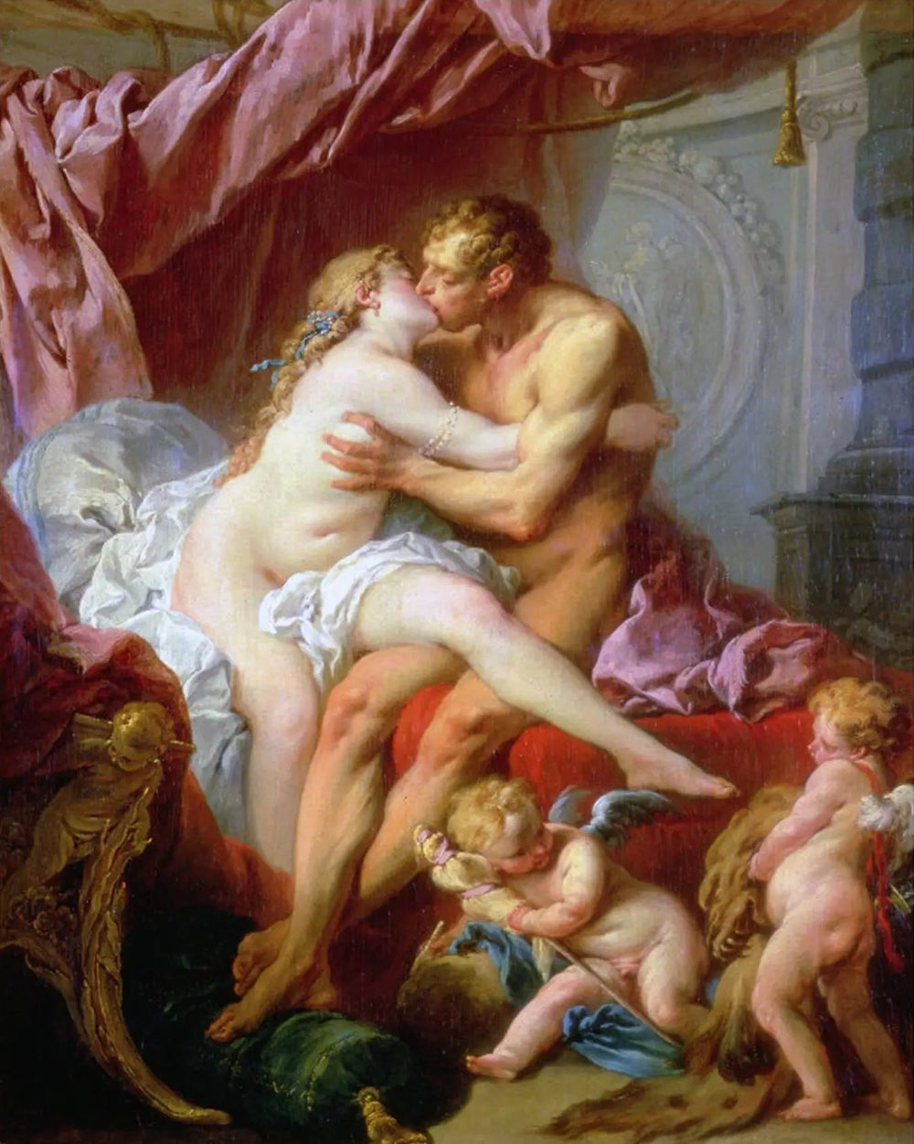 Hercule et Omphale - François Boucher image 1 copie de tableau peinte à la main