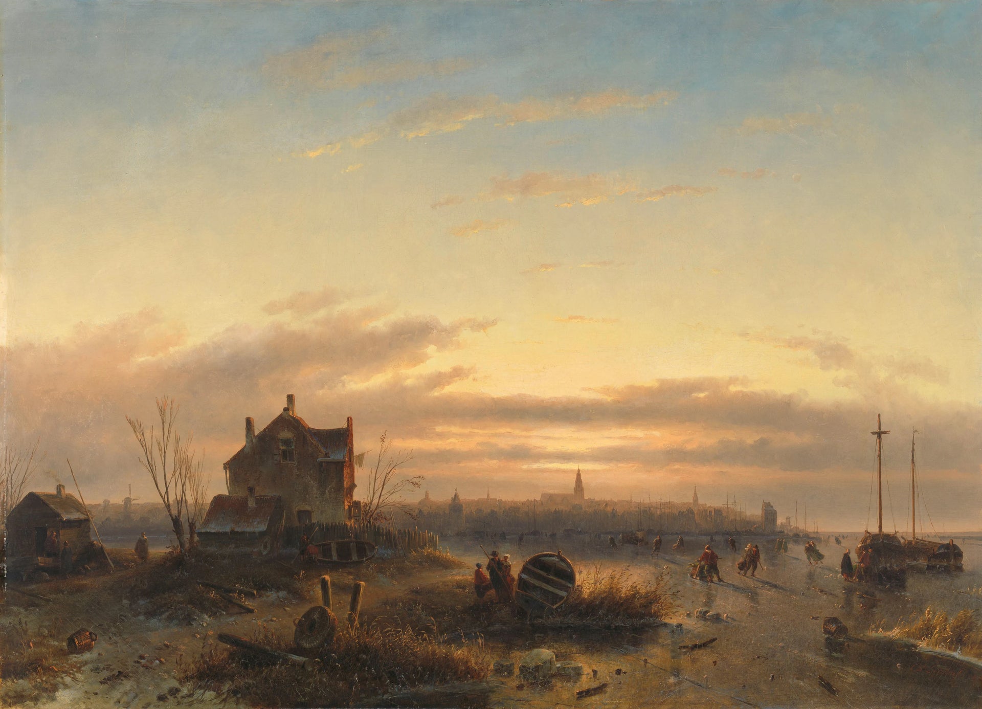 L'hiver sur l'IJ avant Amsterdam - Charles Leickert