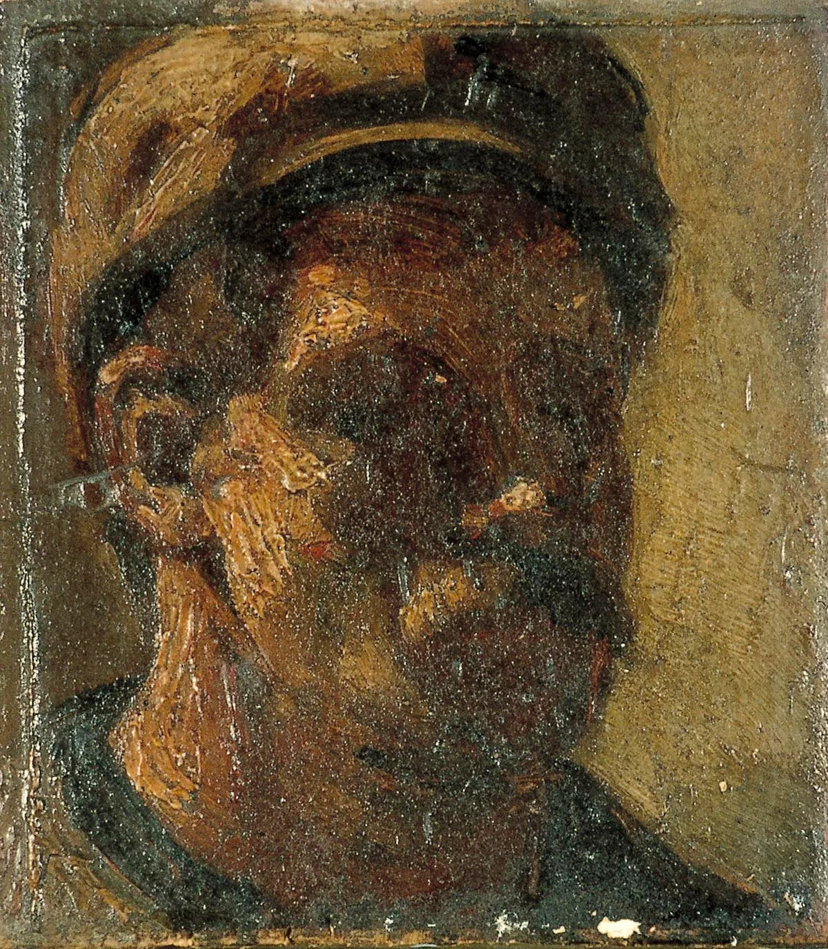 Homme à moustache et casquette (autoportrait ?) - Theo van Doesburg image 1 reproduction artisanale de tableau