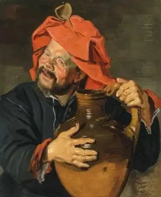 Homme avec une grande cruche en poterie ou un broer - Frans Hals image 1 reproduction d’œuvre d’art à l’huile
