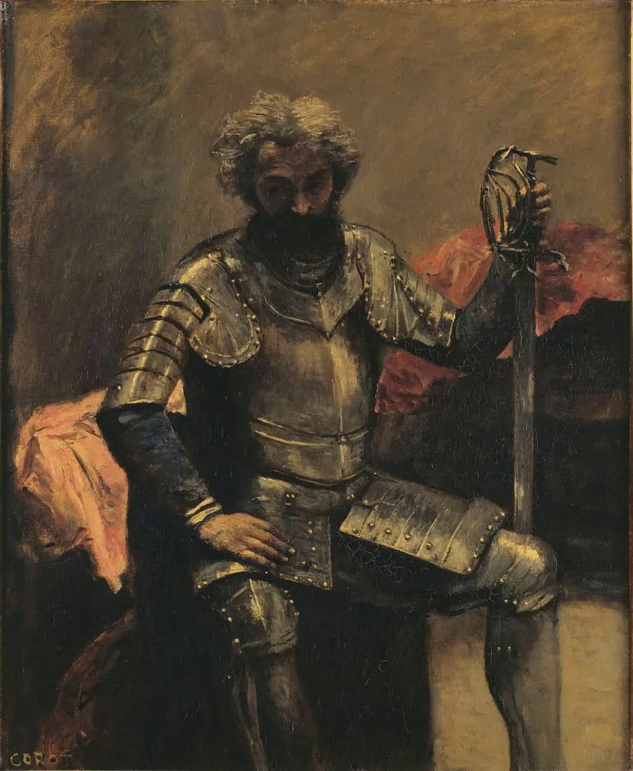 Homme en armure - Jean-Baptiste Camille Corot image 1 reproduction artisanale de tableau
