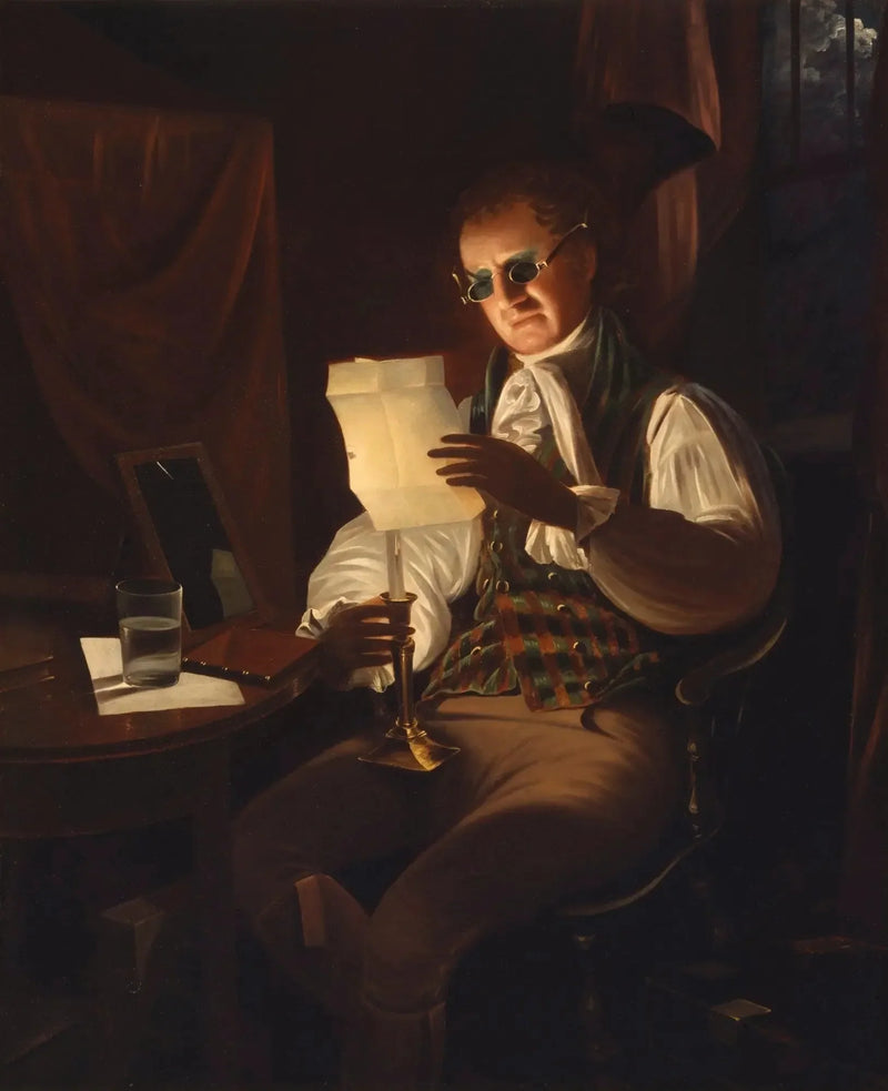 ผู้ชายอ่านหนังสือในแสงเทียน - Rembrandt Peale
